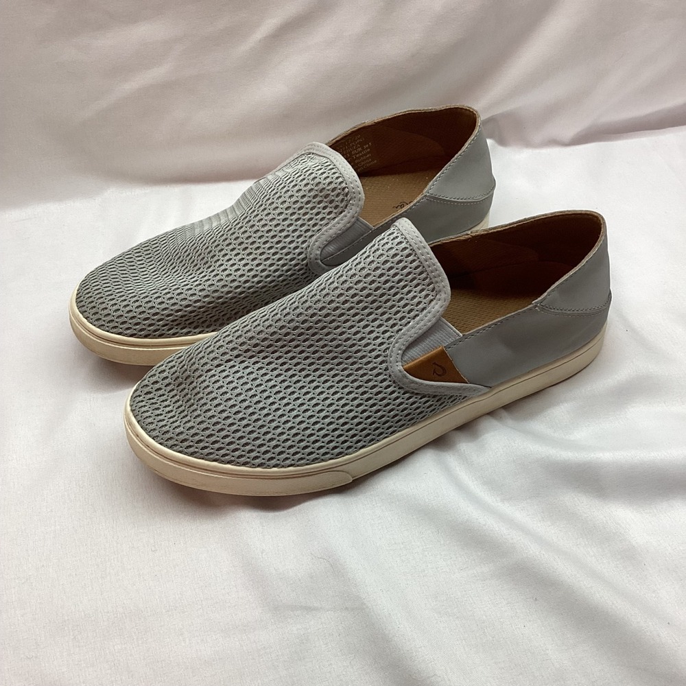 Olukai Pehuea Grey Mesh Slip On Sneakers Womens 9.5 Casual Shoes Beach Vacation